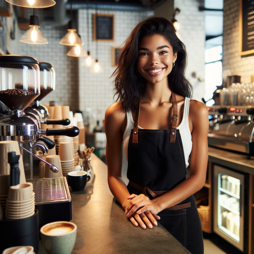 young barista in the coffeehouse